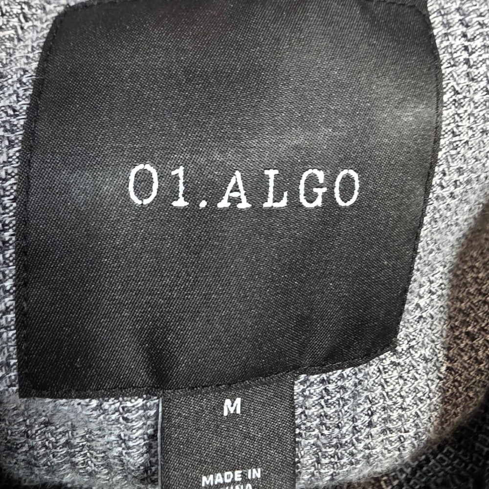 01.ALGO Mens M Slim Fit Textured Long Sleeve Button Up in Gray - Picture 8 of 10